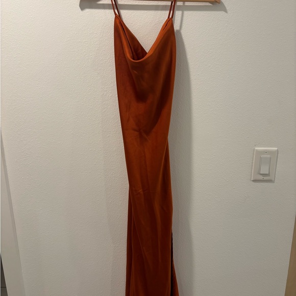 Astr The Label Gaia Midi Satin Dress in Rust - Picture 3 of 3